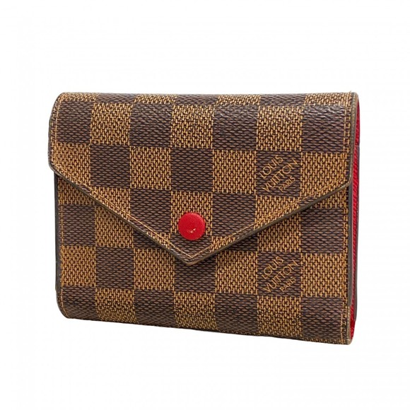 Louis Vuitton Damier Ebene Victorine Wallet Brown Tri Rouge - Picture 1 of 9
